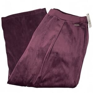 Calvin Klein Woman NWT Purple Velour Pants Casual Size 1X Elastic Waist